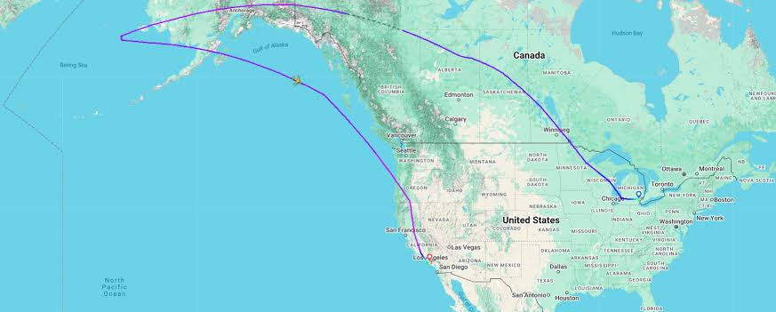 Delta Flight DL275 Transpacific Diversion Flight Path. Source: Simple Flying